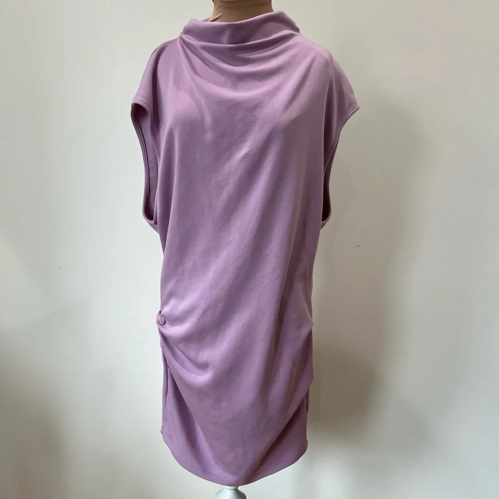 Free People Lilac Purple Open Back Cowl Neck Oversized Mini Dress EUC Size S